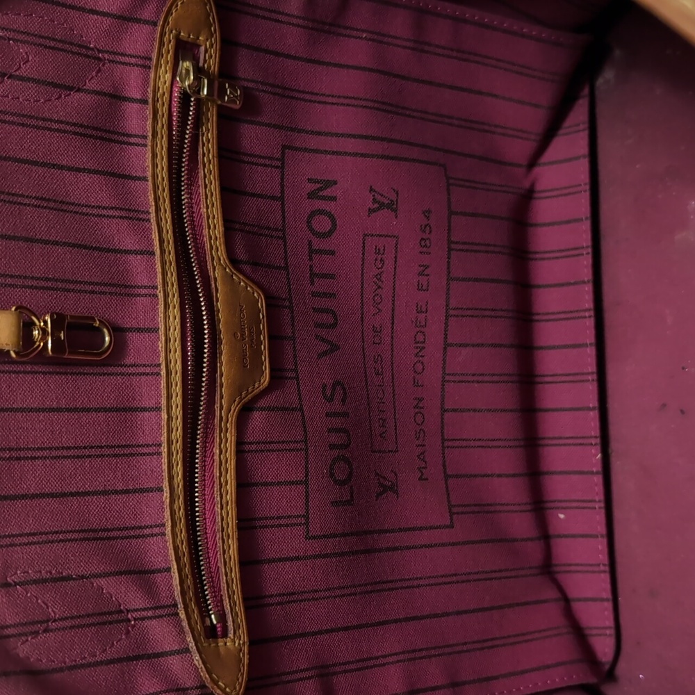 AUTHENTIC Louis Vuitton Neverfull Bag MM Hot Pink Lining Monogram - Picture 9 of 12